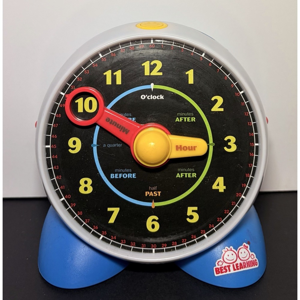 BEST LEARNING Time Telling Toy Clock Blue/White Educational Interactive 2019